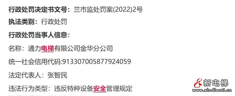 通力罚款