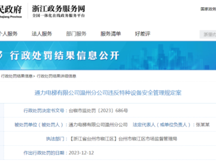 通力电梯被罚