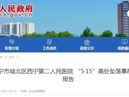 西宁市第二人民医院"5·15"高处坠落事故导致的两人重伤（附调查报告）