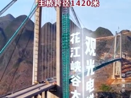 世界第一高桥--贵州花江峡谷大桥的“空中电梯”近日封顶