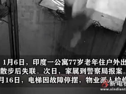 印度老人坠电梯井遭反复碾轧10天 遗体腐烂方被发现 警方立案调查‌