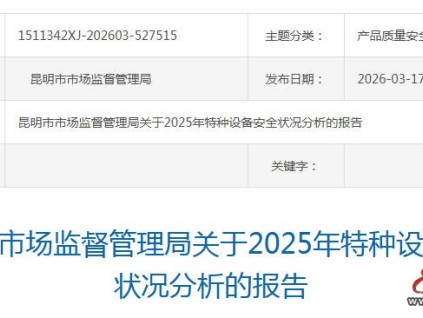 昆明市2025年特种设备安全形势总体平稳 监管效能持续提升