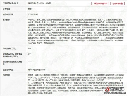 电梯困人救援超40分钟 通力电梯广州分公司遭罚款1万元
