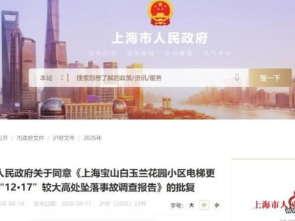上海市政府批复同意白玉兰花园 "12・17" 高处坠落事故调查报告