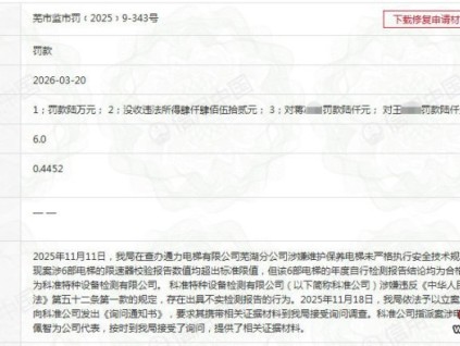 出具不实电梯检测报告 安徽芜湖一特种设备检测公司及两名从业人员被处罚