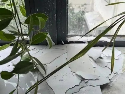 加装电梯刚满两年 没想到一下暴雨 电梯厅里就漏成“水帘洞”！