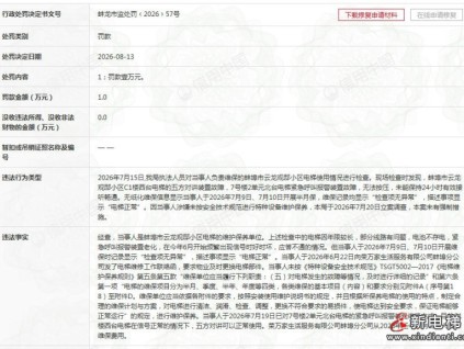 杭州西奥安徽分公司电梯维保记录造假 蚌埠龙子湖区市监局开出万元罚单