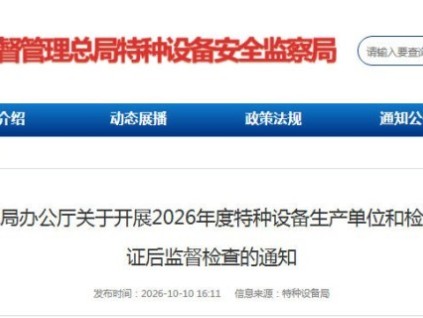 总局:关于开展2026年度特种设备生产单位和检验检测机构证后监督检查的通知